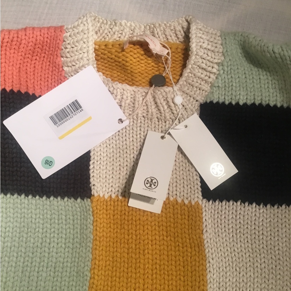 Tory Burch Multicolor Patchwork Sweater NWT - image 4